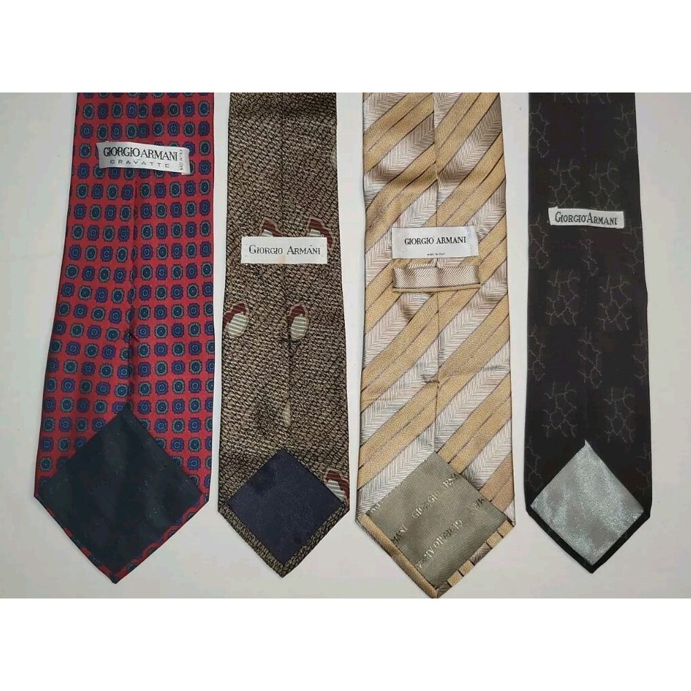 Giorgio Armani Men's Silk Tie Lot 4‎ Gold Red Cravatte Tan Brown Italy